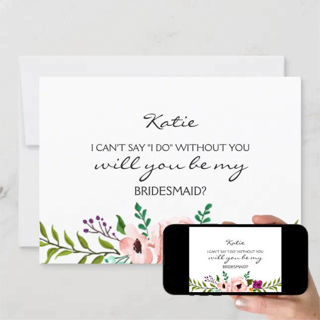 Will You Be My Bridesmaid Floral Card | Zazzle