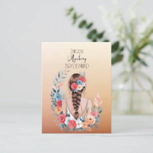 Will You Be My Bridesmaid Floral Holiday Postcard