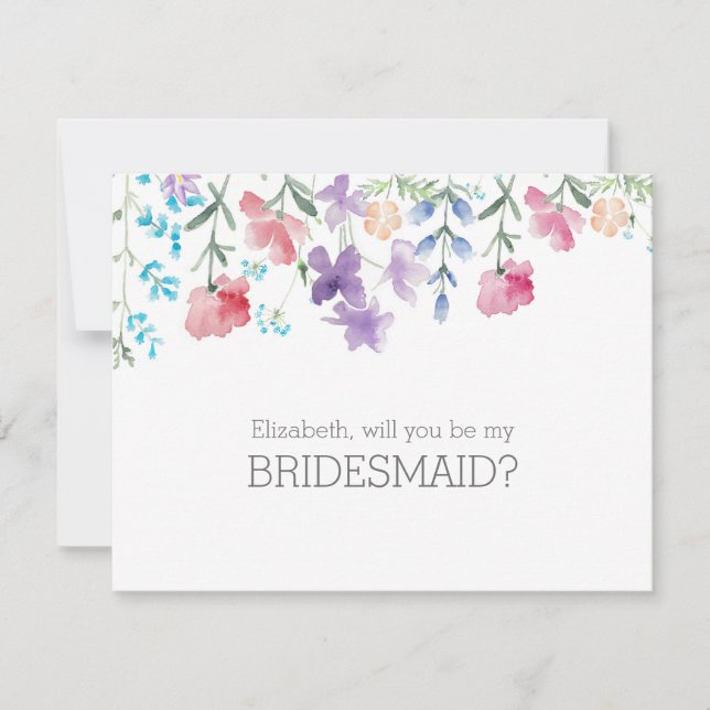 Will you Be my Bridesmaid Floral Invitation (Front)