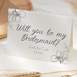 Will You Be My Bridesmaid? Floral Line Art Card