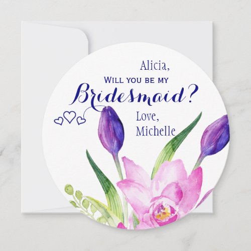 Will you be my bridesmaid floral proposal invitation