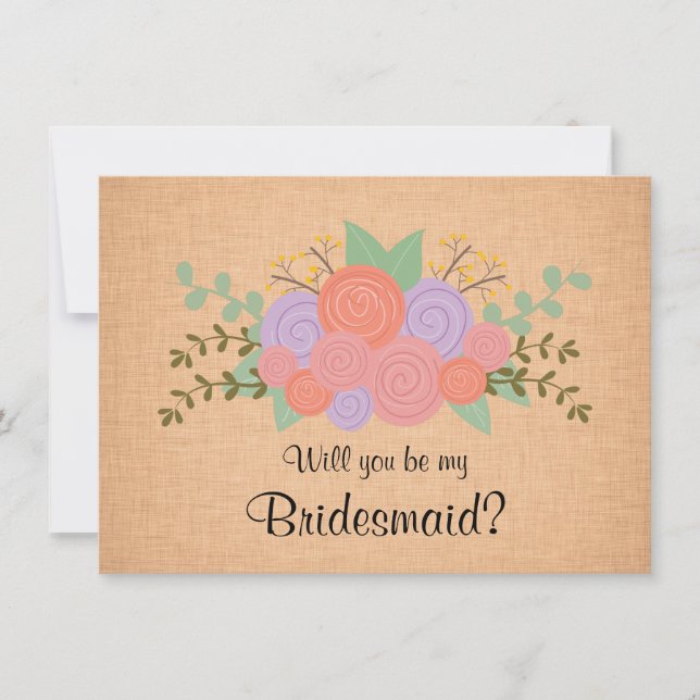Will you be my Bridesmaid Floral Wreath Invitation (Front)
