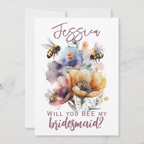 Will You Be My Bridesmaid Flower Bee Invitation