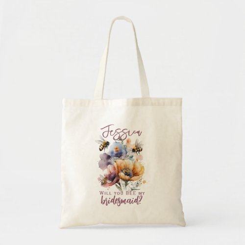 Will You Be My Bridesmaid Flower Bee Tote Bag