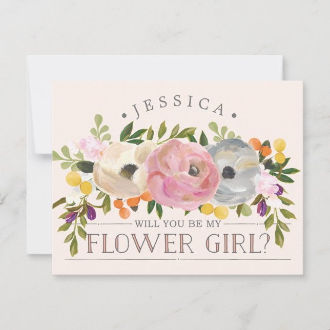 Will You Be My Bridesmaid - Flower Girl Card (Front)