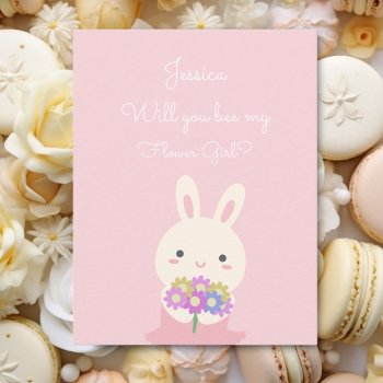 Will You Be My Bridesmaid Flower Girl Pink Wedding Invitation by littleteapotdesigns at Zazzle