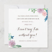 Will you be my bridesmaid, flowers, watercolor invitation (Back)