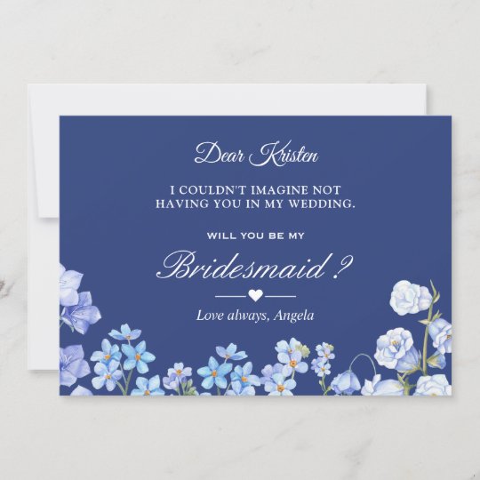 Will You Be My Bridesmaid Forget Me Nots Floral Invitation | Zazzle.com