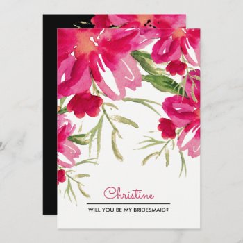 Will You Be My Bridesmaid? Fuchsia Floral Invitation by YourWeddingDay at Zazzle