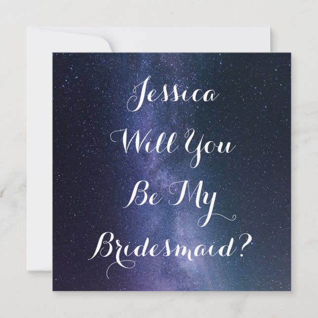 Will You Be My Bridesmaid? Galaxy Wedding Stars In Invitation (Front)