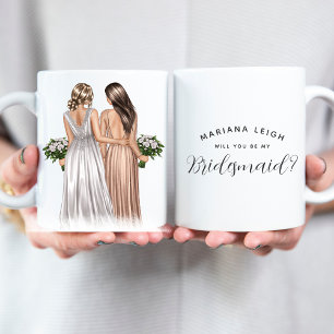 Will you be my Bridesmaid? Girls In Gowns Coffee M Mug