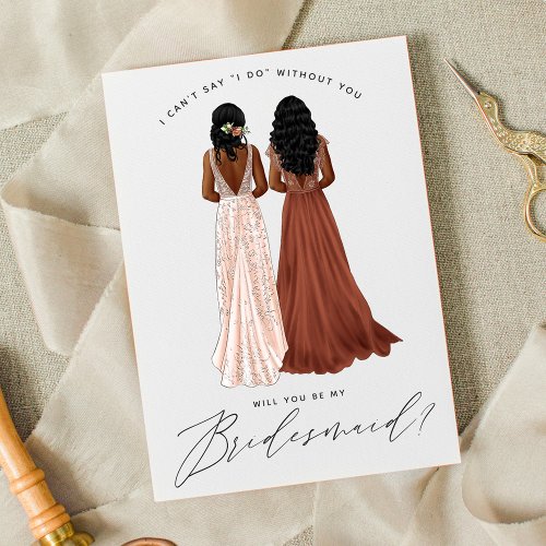 Will You Be My Bridesmaid Girls in Gowns Invitation