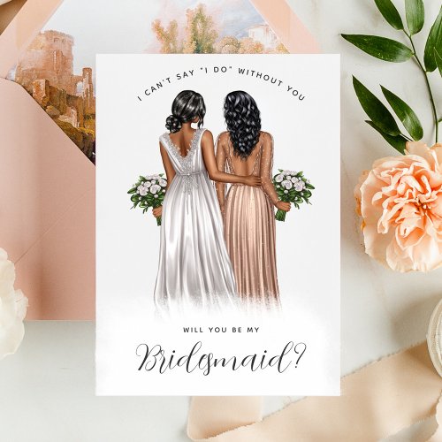 Will You Be My Bridesmaid Girls in Gowns V2 Invit Invitation