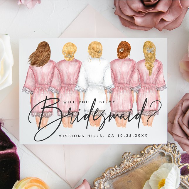 Will You Be My Bridesmaid? Girls in Robes card (Creator Uploaded)