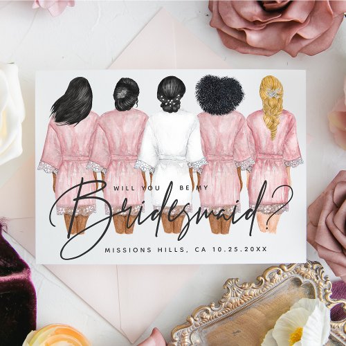 Will You Be My Bridesmaid Girls in Robes card