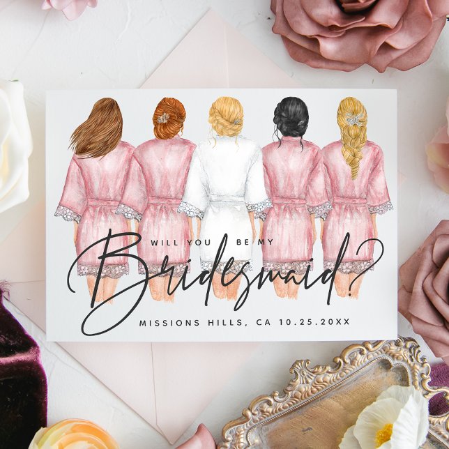 Will You Be My Bridesmaid? Girls in Robes card (Creator Uploaded)