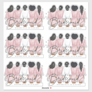 Will You Be My Bridesmaid? Girls in Robes card Rec Sticker