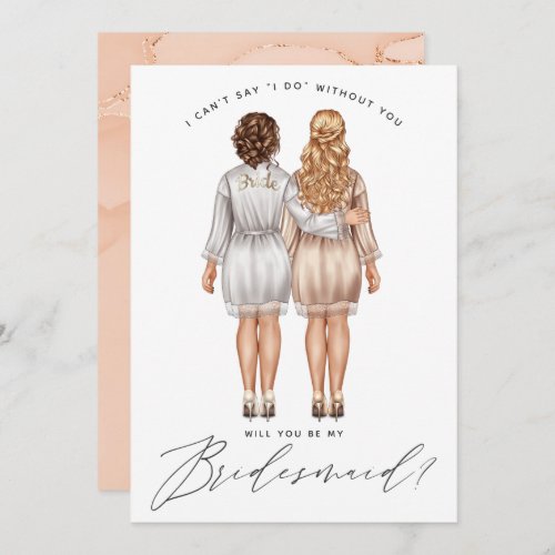 Will You Be My Bridesmaid Girls in Robes V3 Invit Invitation