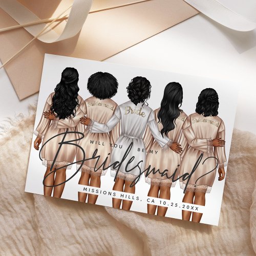 Will You Be My Bridesmaid Girls in Robes V3 Invitation