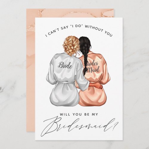 Will You Be My Bridesmaid Girls In Silk Robes Inv Invitation