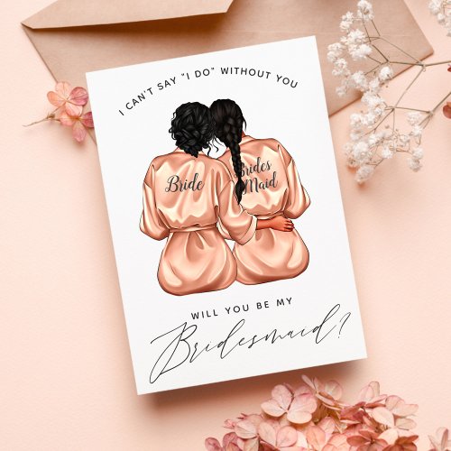 Will You Be My Bridesmaid Girls In Silk Robes Inv Invitation