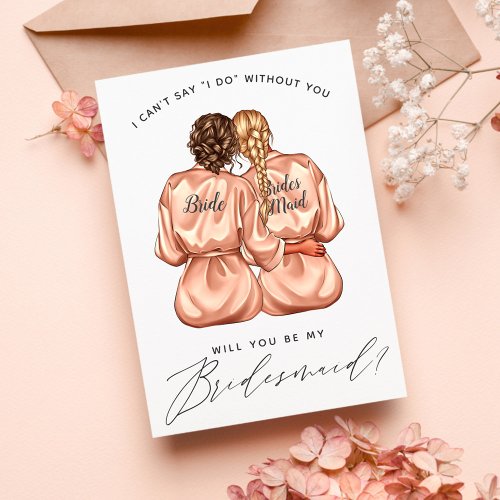 Will You Be My Bridesmaid Girls In Silk Robes Inv Invitation