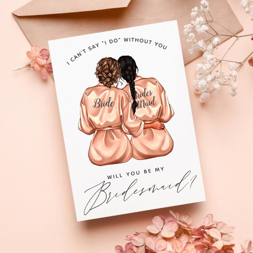 Will You Be My Bridesmaid Girls In Silk Robes Inv Invitation