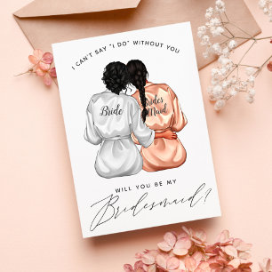 Will You Be My Bridesmaid? Girls In Silk Robes Inv Invitation