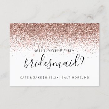 Will You Be My Bridesmaid Glitter Confetti Rose Invitation by Evented at Zazzle