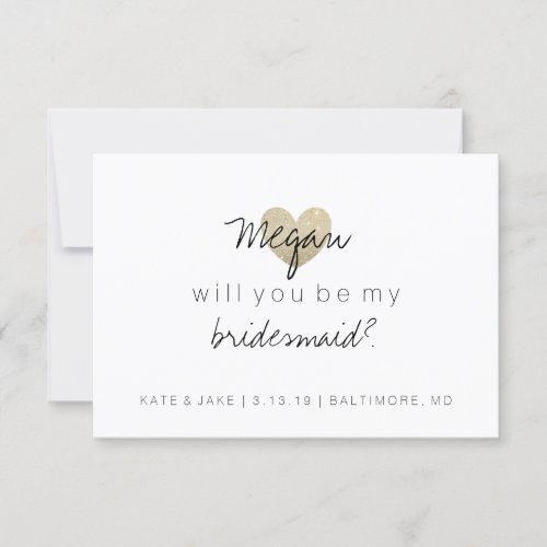 Will You Be My Bridesmaid _ Glitter Hearts Fab 2 Invitation