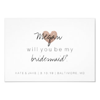 Will You Be My Bridesmaid-Glitter Heart's Fab Rose Card