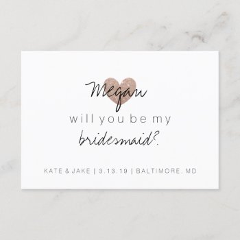 Will You Be My Bridesmaid-glitter Heart's Fab Rose Invitation by Evented at Zazzle
