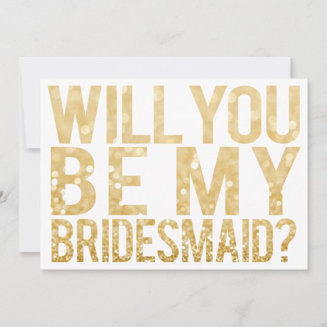 Will You Be My Bridesmaid Glitter Typography Card (Front)