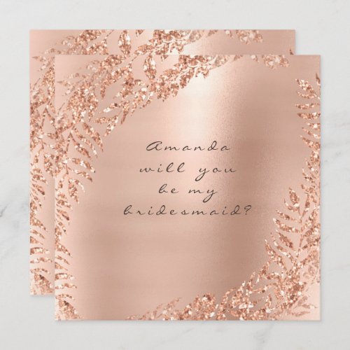 Will You Be My Bridesmaid Glitter Wreath Pink Rose Invitation