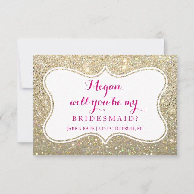 Will You Be My Bridesmaid - Glittered Invitation (Front)