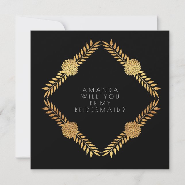 Will You Be My Bridesmaid Gold Black Vip Invitation (Front)