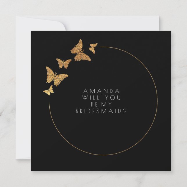 Will You Be My Bridesmaid Gold Black Vip Invitation (Front)