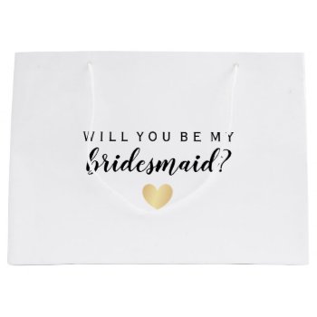 Will You Be My Bridesmaid Gold Confetti Heart Large Gift Bag by Evented at Zazzle