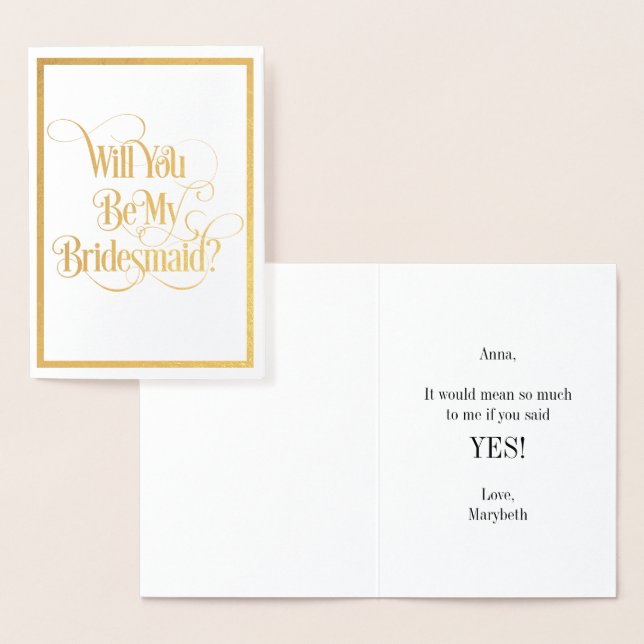 Will You Be My Bridesmaid Gold Foil Card (Display)
