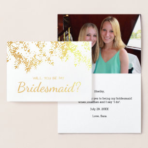 Will You Be My Bridesmaid Gold Foil Palm Leaves Foil Card