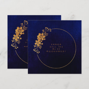 Will You Be My Bridesmaid Gold Navy Velvet Invitation