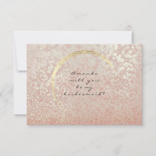 Will You Be My Bridesmaid Gold Peach Coral Foxier Invitation