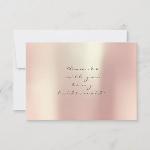 Will You Be My Bridesmaid Gold Peach Pink Blush Invitation