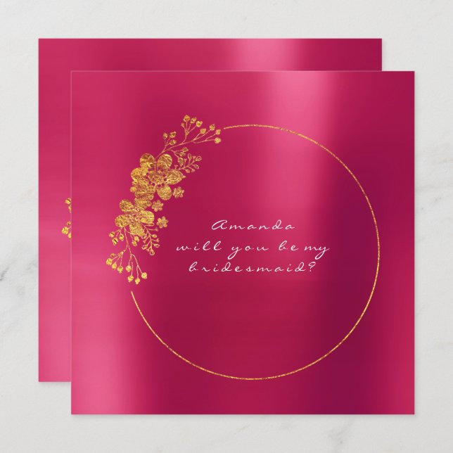 Will You Be My Bridesmaid Gold Raspberry Candy Invitation (Front/Back)