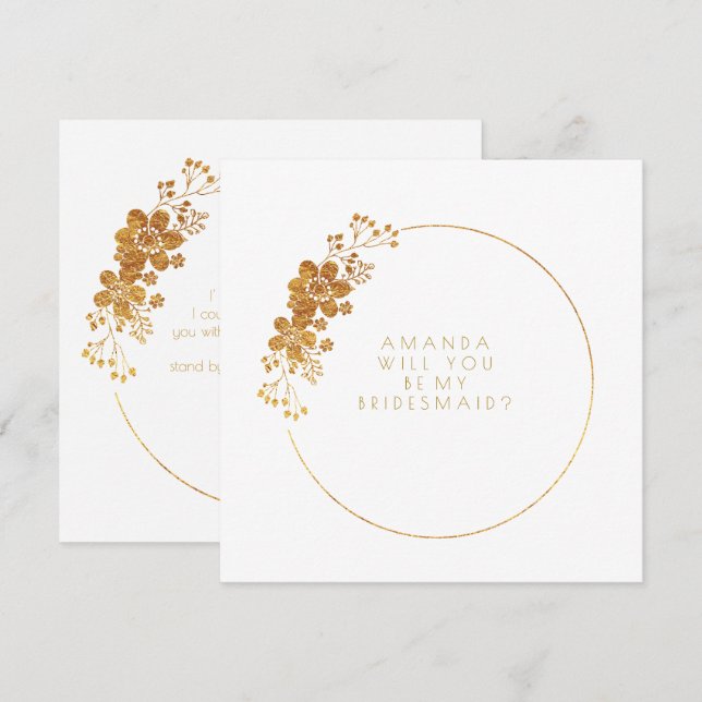 Will You Be My Bridesmaid Gold White Vip Invitation (Front/Back)