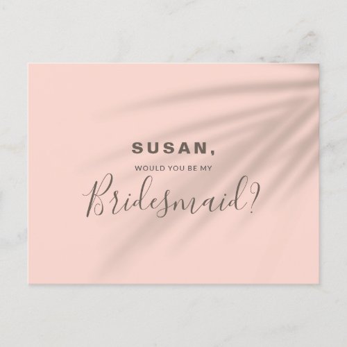 Will You Be My Bridesmaid Golden Hour Pink Card