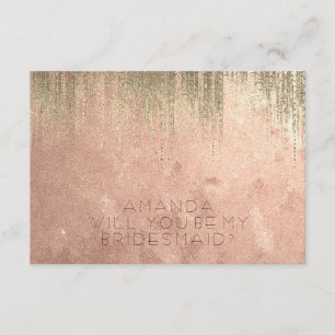 Will You Be My Bridesmaid Golden Rain Copper Rose Invitation