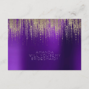Will You Be My Bridesmaid Golden Rain Purple Plum Invitation