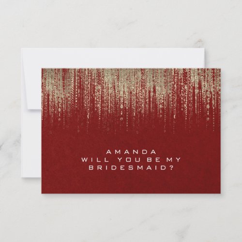 Will You Be My Bridesmaid Golden Red Kraft  Invitation