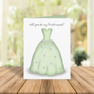 Will you be my Bridesmaid Green Watercolor Card